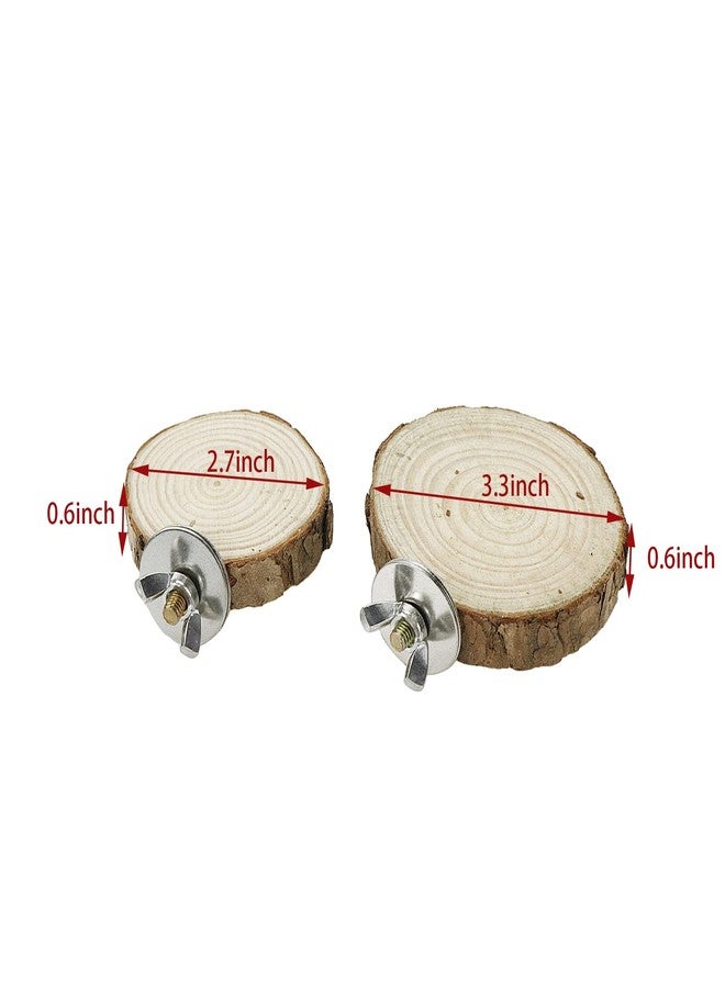 Meprotal Wood Bird Perch Stand for Cage, Natural Round Wooden Parrot Platform Bird Perch Bird Toy for Canary Parakeet Cockatiel Parrot Budgie Sparrow (2 Pcs, 3.3inch & 2.7inch) - Image 2